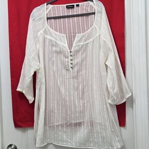 261T123 Avenue Elegant White On White Striped Blouse